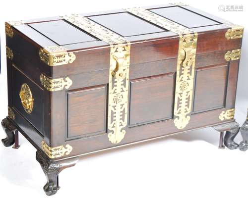 PAIR OF CHINESE HARDWOOD & CAMPHOR WOOD STORAGE CHESTS