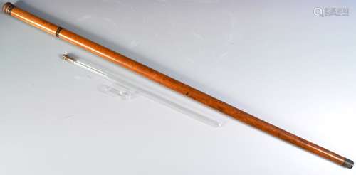 19TH CENTURY WALKING STICK CANE WITH HIDDEN GLASS AND VIAL