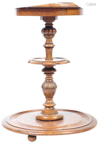 19TH CENTURY WALNUT THREE TIER SMOKERS STAND COMPANION