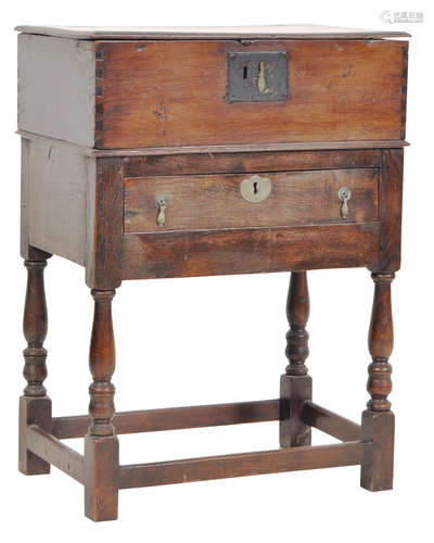 17TH CENTURY OAK BIBLE BOX ON STAND