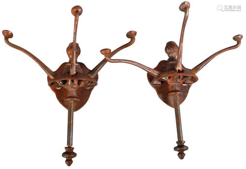 MATCHING PAIR OF VICTOIRAN CAST IRON TELESCOPIC COAT RACKS