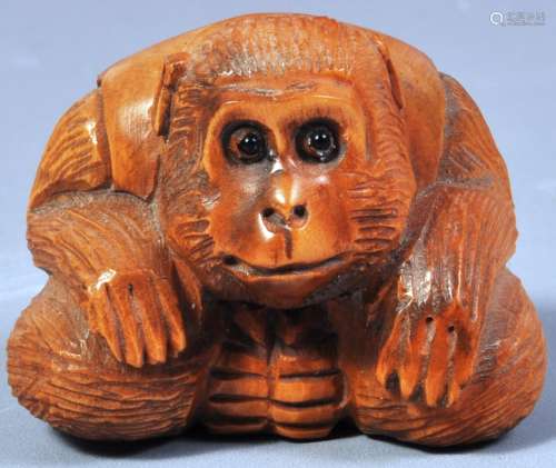 19TH CENTURY JAPANESE PERFORMING MONKEY NETSUKE