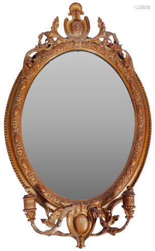 19TH CENTURY VICTORIAN GESSO GIRANDOLE WALL MIRROR