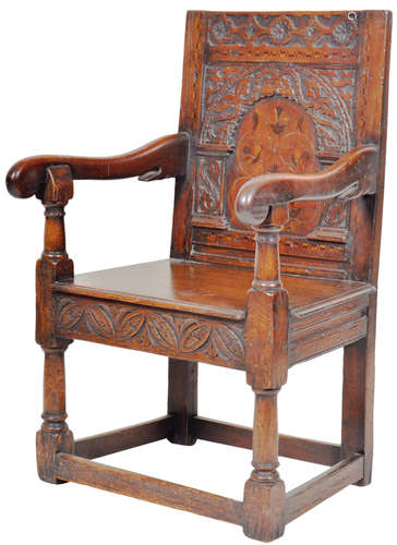 17TH CENTURY JAMES II OAK WAINSCOT CHAIR