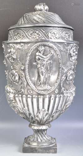 19TH CENTURY GEORGE III SILVERPLATED URN OF CLASSICAL FORM