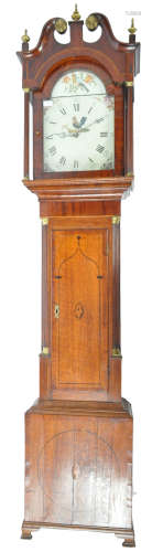 EARLY 19TH CENTURY OAK & MAHOGANY LONGCASE CLOCK