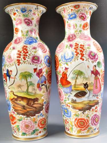 MATCHING PAIR OF 19TH CENTURY FRENCH PORCELAIN VASES