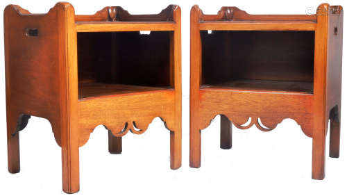 MATCHING PAIR OF GEORGE III MANNER MAHOGANY TRAY TOP BEDSIDE...