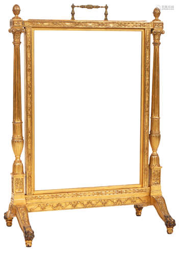 19TH CENTURY REGENCY GILTWOOD FIRE SCREEN