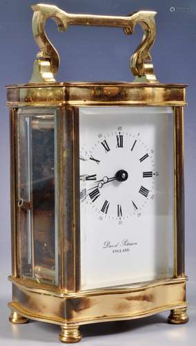 20TH CENTURY GILT BRASS CARRIAGE CLOCK BY DAVID PETERSON