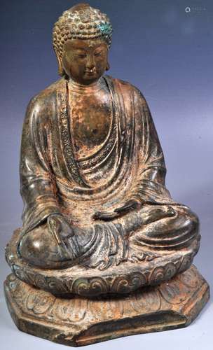 19TH CENTURY CHINESE ORIENTAL BRONZE BUDDHA