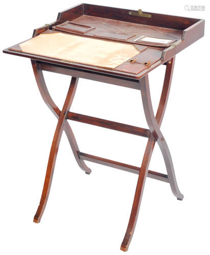 19TH CENTURY MAHOGANY & LEATHER CAMPAIGN DESK