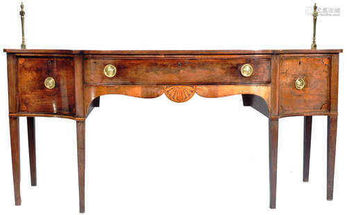 LATE 18TH CENTURY GEORGE III INLAID MAHOGANY BREAKFRONT SIDE...