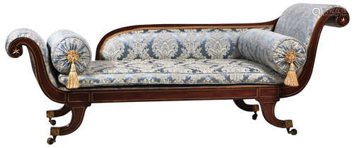 19TH CENTURY REGENCY MAHOGANY CHAISE LOUNGE / DAYBED