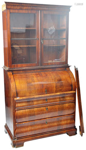 19TH CENTURY VICTORIAN FLAME MAHOGANY CYLINDER BUREAU