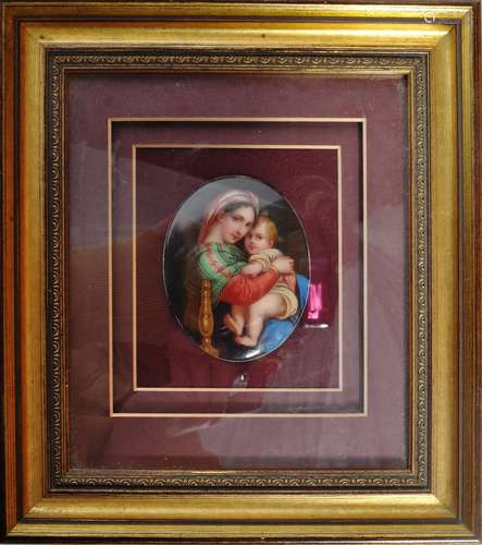 AFTER RAPHAEL - MADONNA DELLA SEGGIOLA - PAINTING ON PORCELA...