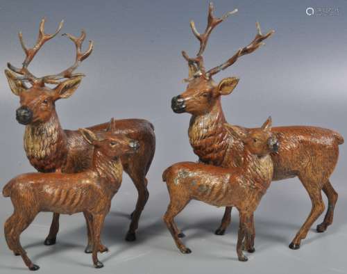 PAIR OF EARLY 20TH CENTURY COLD PAINTED STAG & FAUN FIGURES
