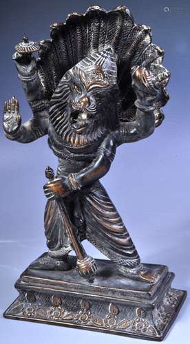 19TH CENTURY INDIAN BRONZE VISHNU NARASIMHA STATUE