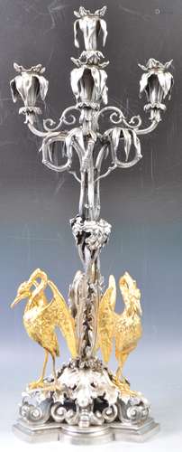 SILVER PLATE AND GILT CENTREPIECE CANDELABRA