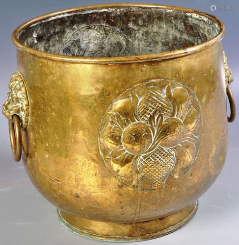 19TH CENTURY DUTCH COPPER PLANTER WITH RELIEF DECORATION