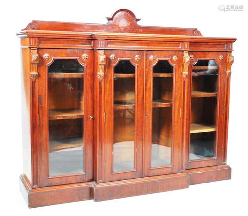 VICTORIAN MAHOGANY BREAKFRONT BOOKCASE DISPLAY CABINET