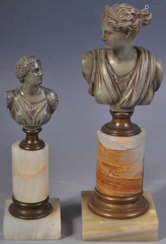TWO 19TH CENTURY ITALIAN GRAND TOUR BUSTS ON ONYX PEDESTALS