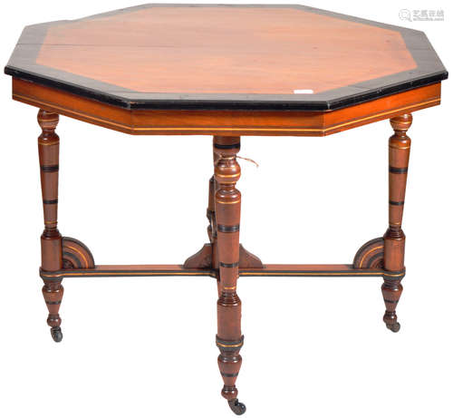 19TH CENTURY VICTORIAN EBONISED WALNUT CENTRE TABLE