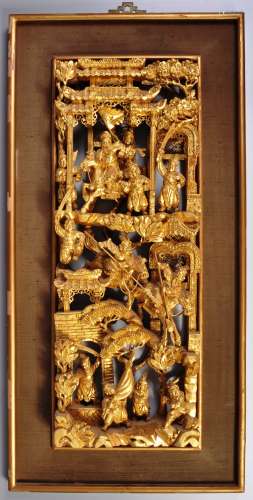 19TH CENTURY CHINESE HAND CARVED GILDED PANEL