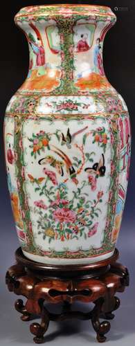 LARGE MID 19TH CENTURY CHINESE CANTON ENAMEL PAINTED VASE