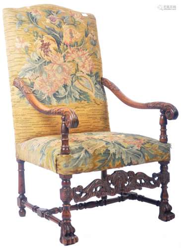 18TH CENTURY FRENCH WALNUT TAPESTRY ARMCHAIR