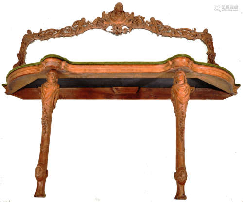 ITALIANATE 19TH CENTURY HEAVILY CARVED WALNUT CONSOLE TABLE