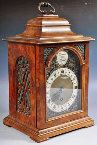 20TH CENTURY BURR WALNUT CASED BRACKET CLOCK