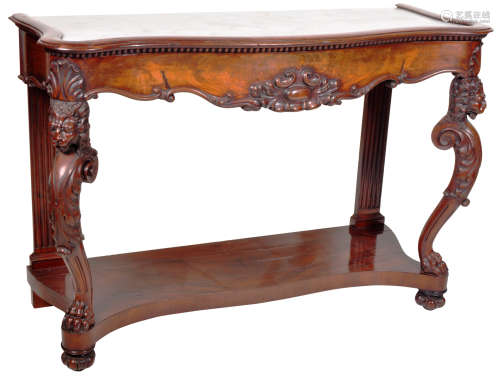 LARGE 18TH CENTURY CARVED WALNUT CONSOLE TABLE