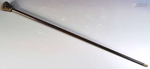 19TH CENTURY GOLD DIAMOND & AGATE WALKING STICK CANE