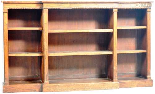 EARLY 19TH CENTURY REGENCY ROSEWOOD BREAKFRONT BOOKCASE