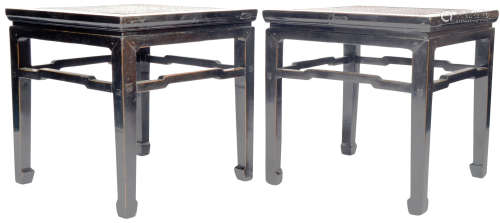 PAIR OF 20TH CENTURY CHINESE BLACK LACQUER SIDE TABLES