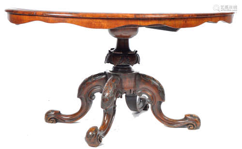 19TH CENTURY VICTORIAN WALNUT TILTOP LOO CENTRE COFFEE TABLE