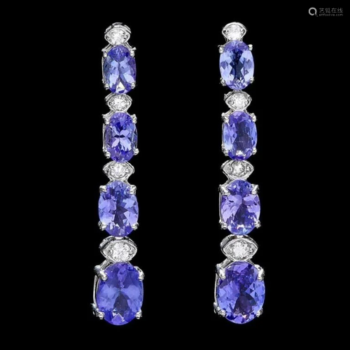 `14k Gold 7.00ct Tanzanite & 0.50ct Diamond Earrin