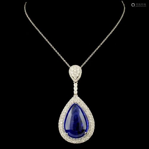 14K Gold 24.27ct Tanzanite & 2.07ctw Diamond Penda