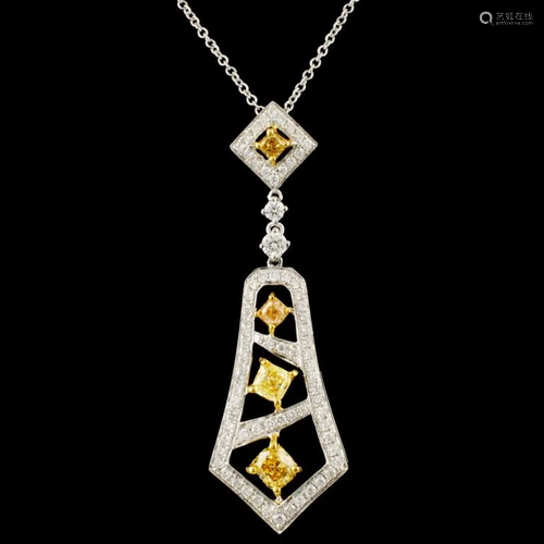 18K Gold 1.15ctw Fancy Diamond Pendant