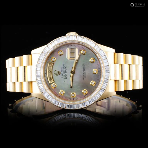 Rolex 18K YG Day-Date Diamond Wristwatch