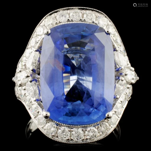 18K Gold 14.46ct Sapphire & 1.94ctw Diamond Ring