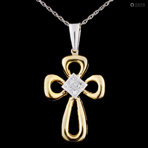 18K TT Gold 0.47ctw Diamond Pendant