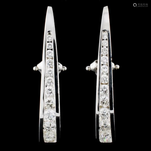 14K White Gold 2.07ctw Diamond Earrings