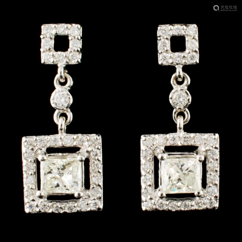 14K Gold 1.26ctw Diamond Earrings