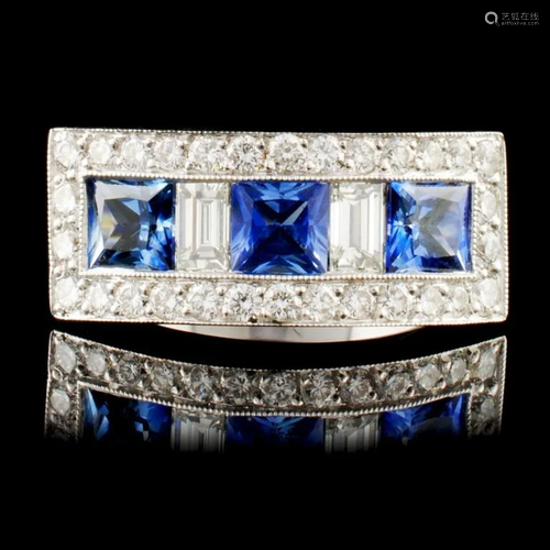 18K Gold 1.22ctw Sapphire & 0.58ctw Diamond Ring