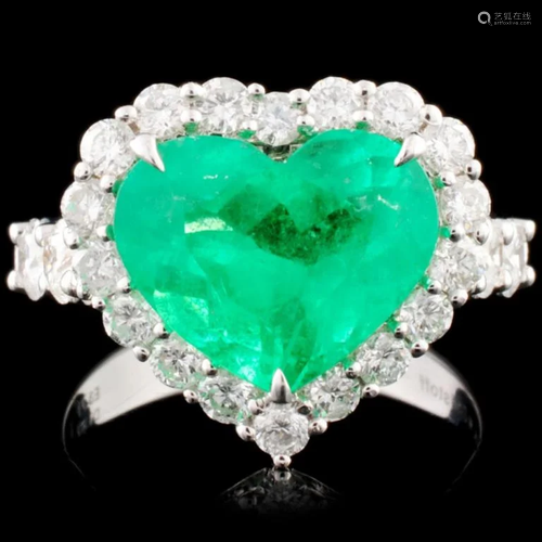 18K Gold 3.71ct Emerald & 1.47ctw Diamond Ring