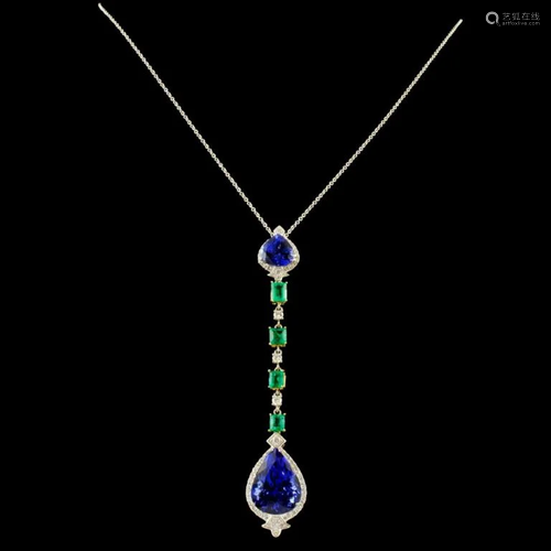 18K Gold 14.92ct Tanzanite & 0.65ctw Diamond Penda