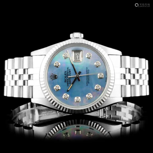 Rolex DateJust SS Diamond Wristwatch