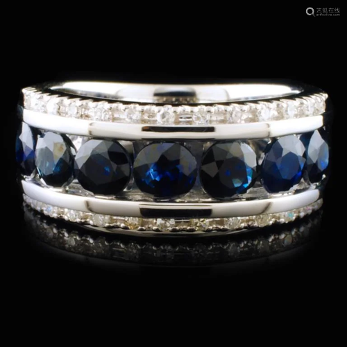 14K White Gold 2.02ct Sapphire & 0.13ctw Diamond R